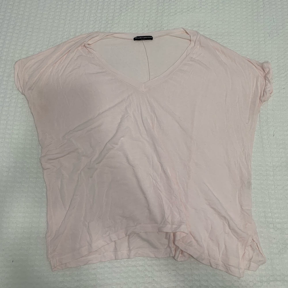 Brandy Melville light pink v neck tee, one size